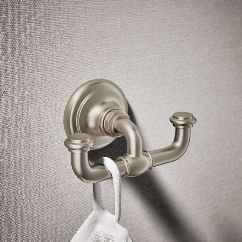 Artifacts® Double Wall Mounted Robe Hook, Vibrant Brushed Nickel