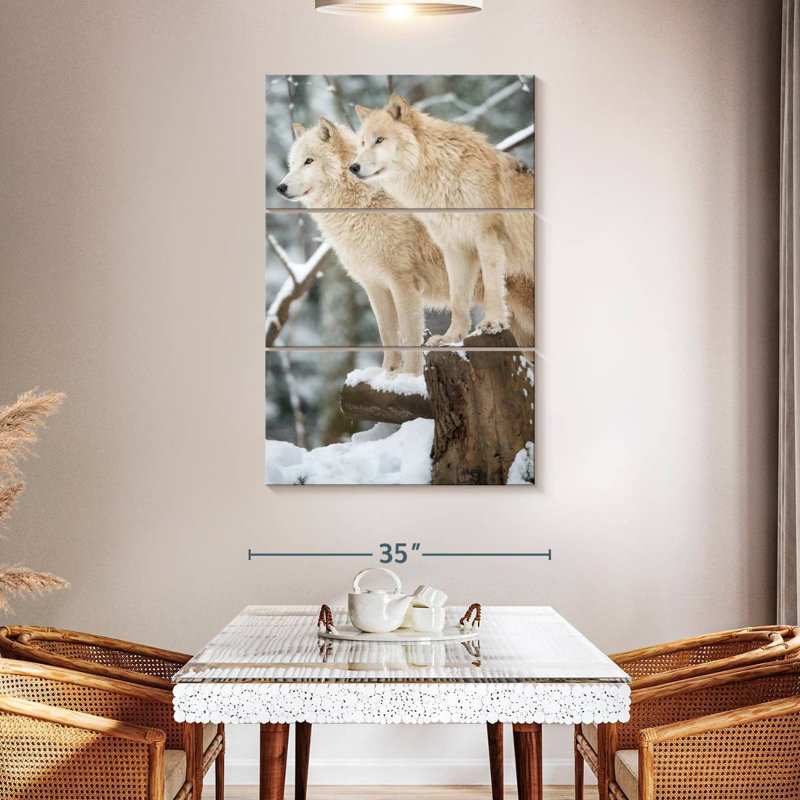 Deux loups Brampt, H 74 po x l 48 po