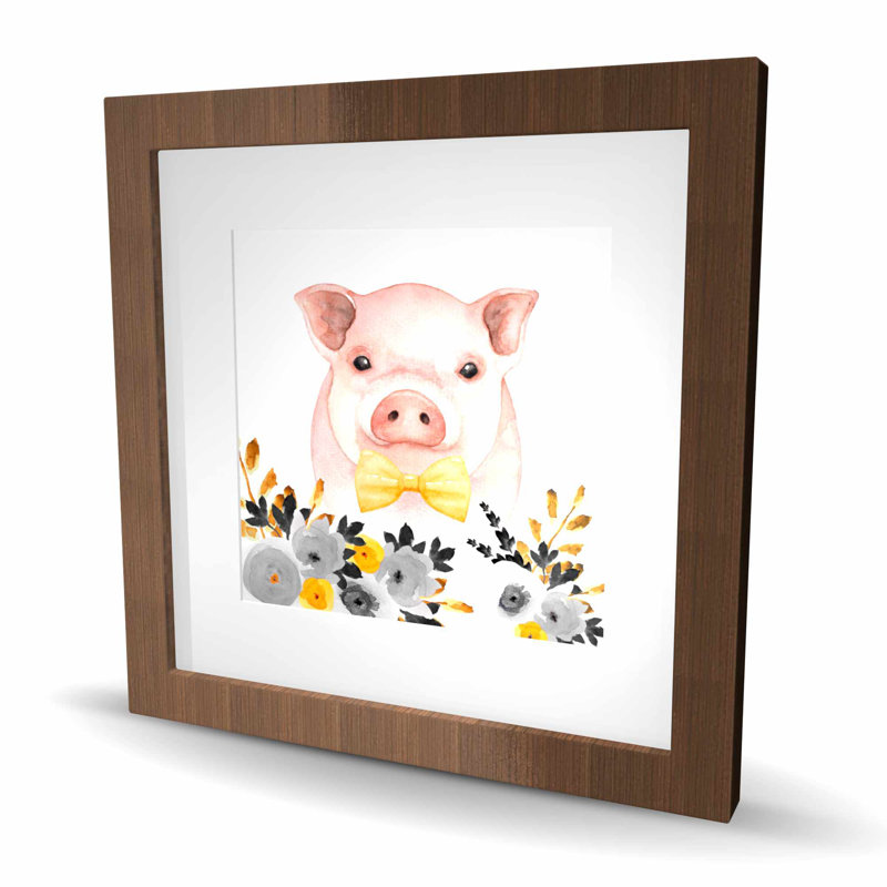 Chic cochon - Reproduction d'art encadrée pour chambre d'enfant