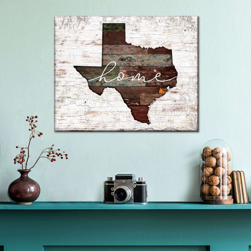  Texas Home Map, reproduction sur toile, H 30 po x l 24 po
