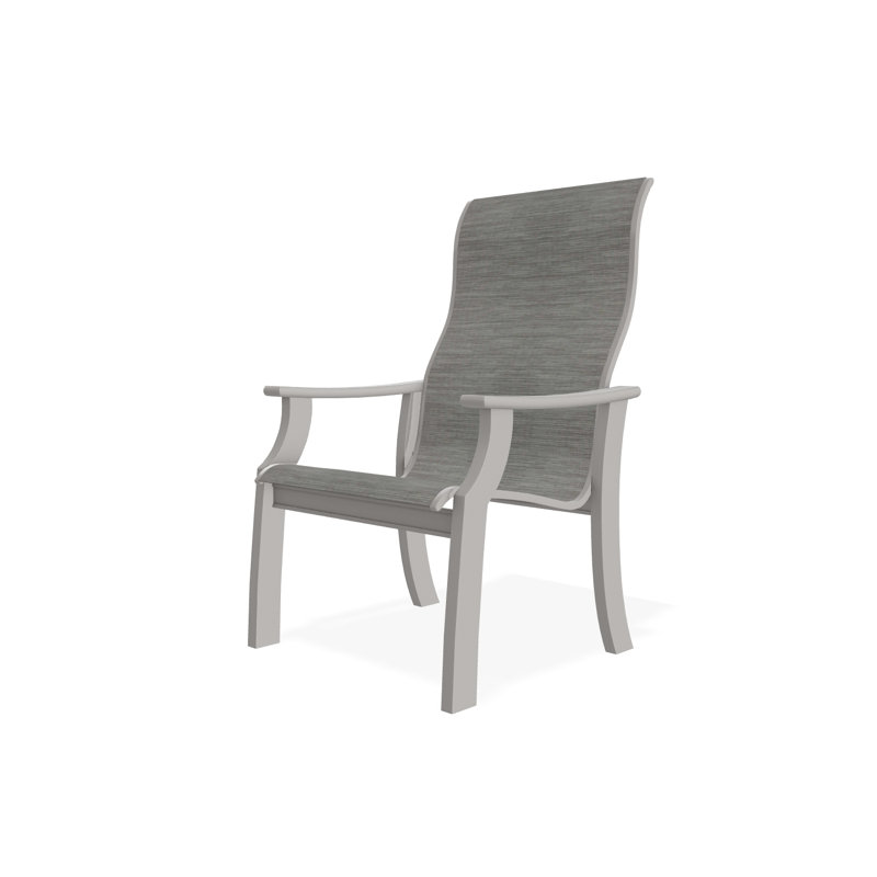 St. Catherine Sling Marine Grade Polymer Supreme Arm Chair, Warm Gray, Alloy Sunbrella®