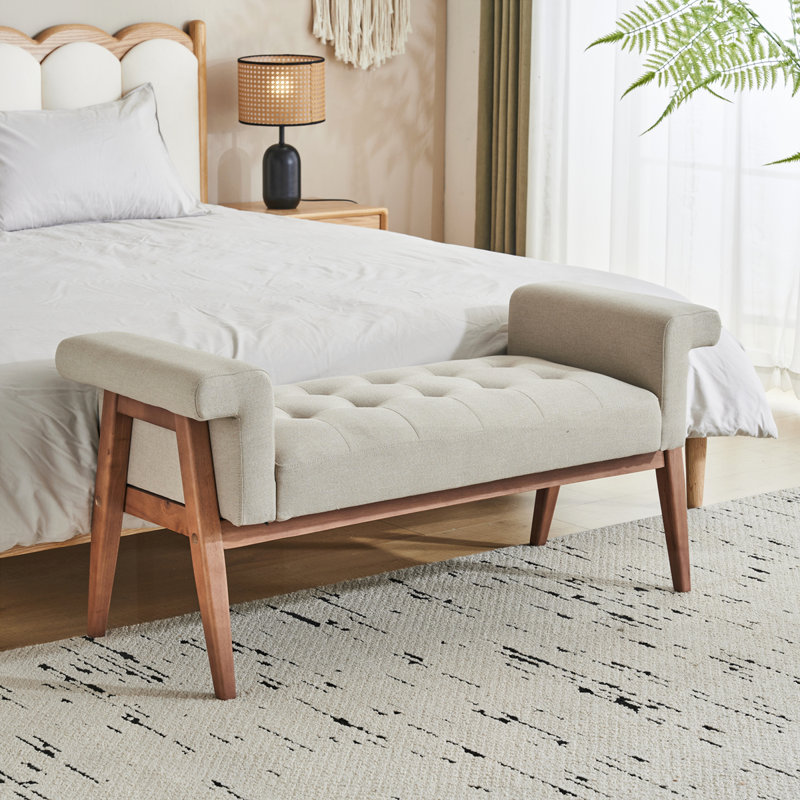 Elegant Linen Tufted Ottoman