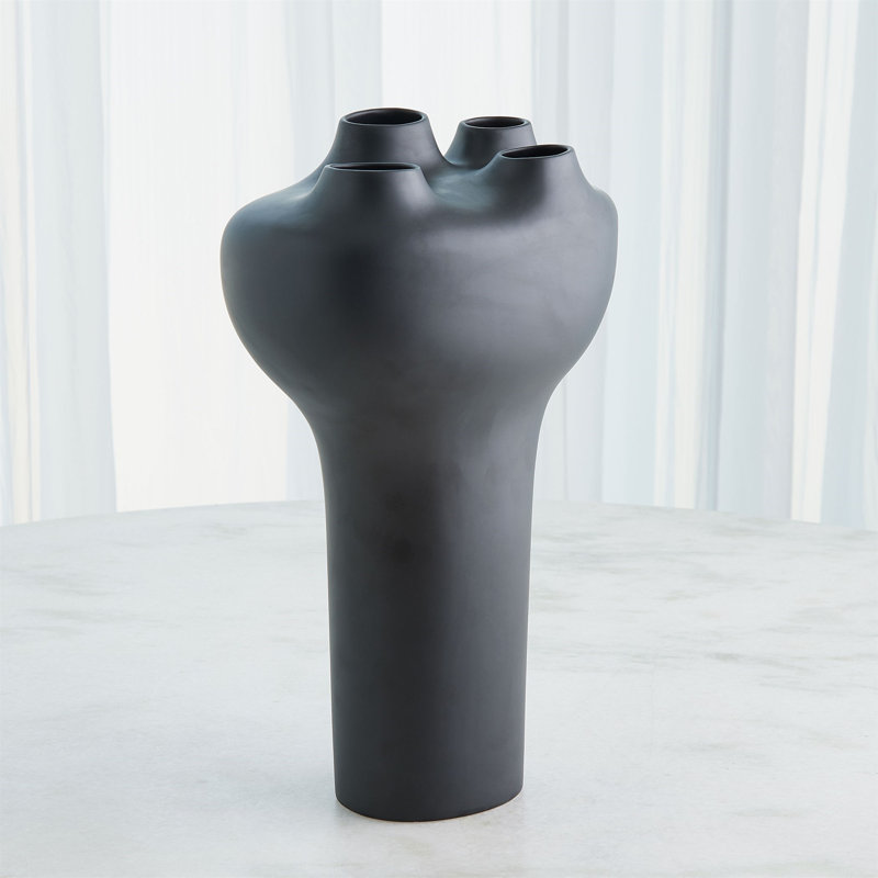 Geyser Handmade Earthenware Table Vase, Black