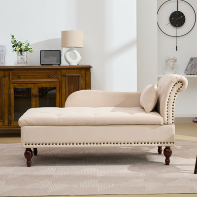Chaise longue de rangement rembourrée avec coussin de rangement