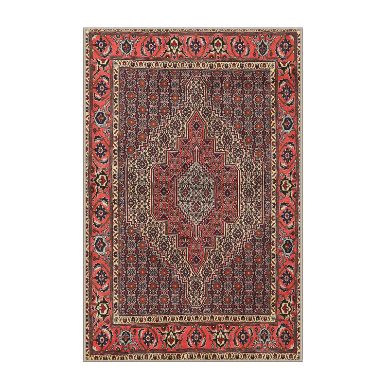 Tapis traditionnel rose clair / rouge / brun, Rectangle 3 pi x 5 pi