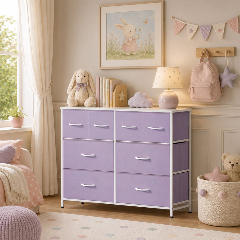 Commode double à 8 tiroirs pour chambre Aquetong, commode brune l 39,4 po avec structure robuste, commode de salon, placard, vestibule