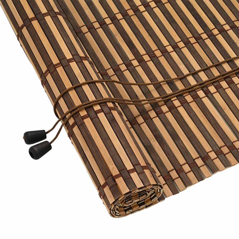  Roller Blind With Curtains Manual Brown Rayon From Bamboo Contemporary Blinds