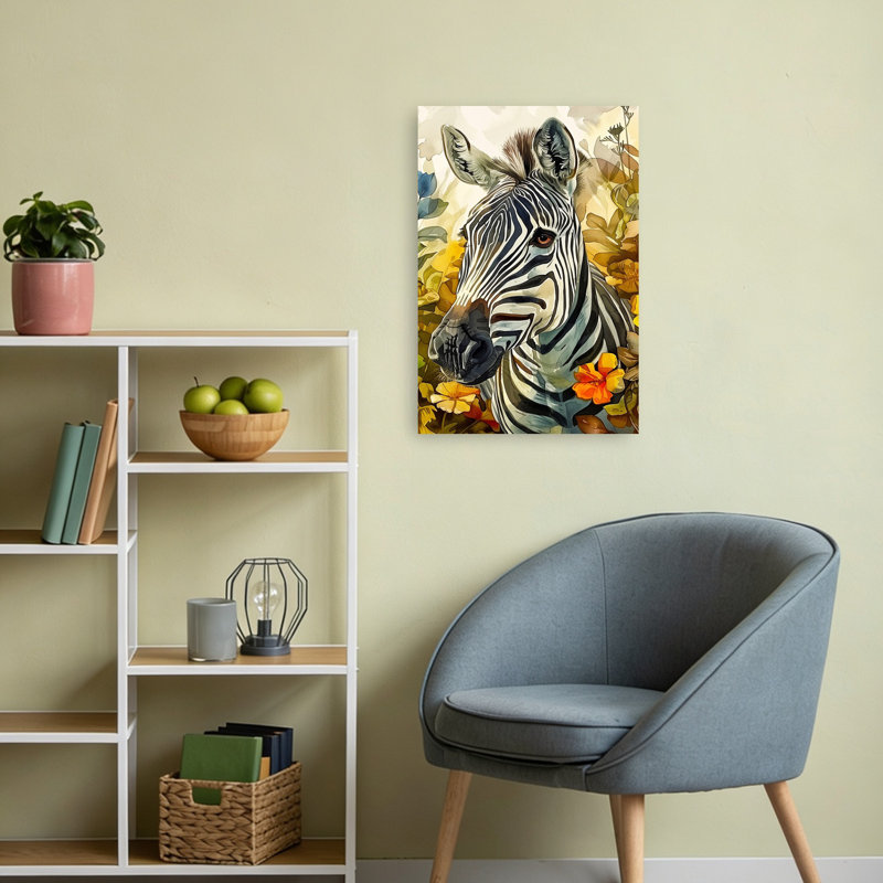 «Vibrant Zebra Floral», 24" H x 16" W