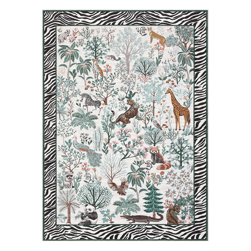 Tapis lavable à la machine Jungle Animal, Beige, 5 x 7 pi