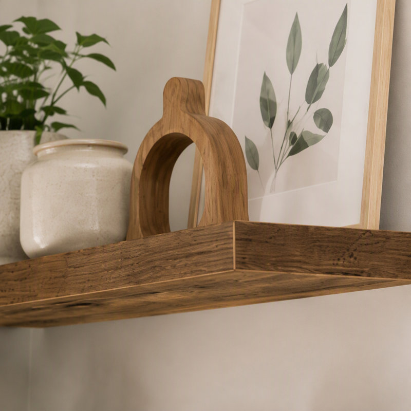 Ensemble de 2 tablettes de salle de bain flottantes pour étagère murale au-dessus de la toilette, ensemble de 2 décorations murales de style campagnard rustique brun