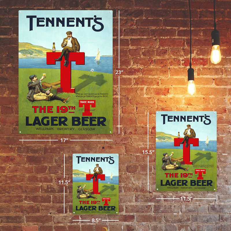 Impression sur métal par Tennents, H 15,5 po x l 11,5 po x P 0,04 po
