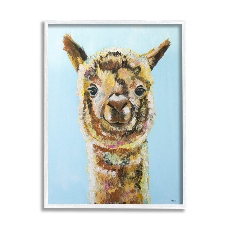«Happy Llama Farm Animal Face», art de la giclée par Jen Seeley, H 14 po x l 11 po x P 1,5 po