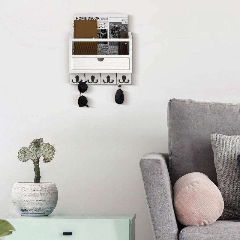 Wood Wall Organizer with Wall Baskets