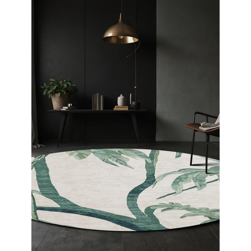 Tapis gris lavable à la machine, Rond 7 pi