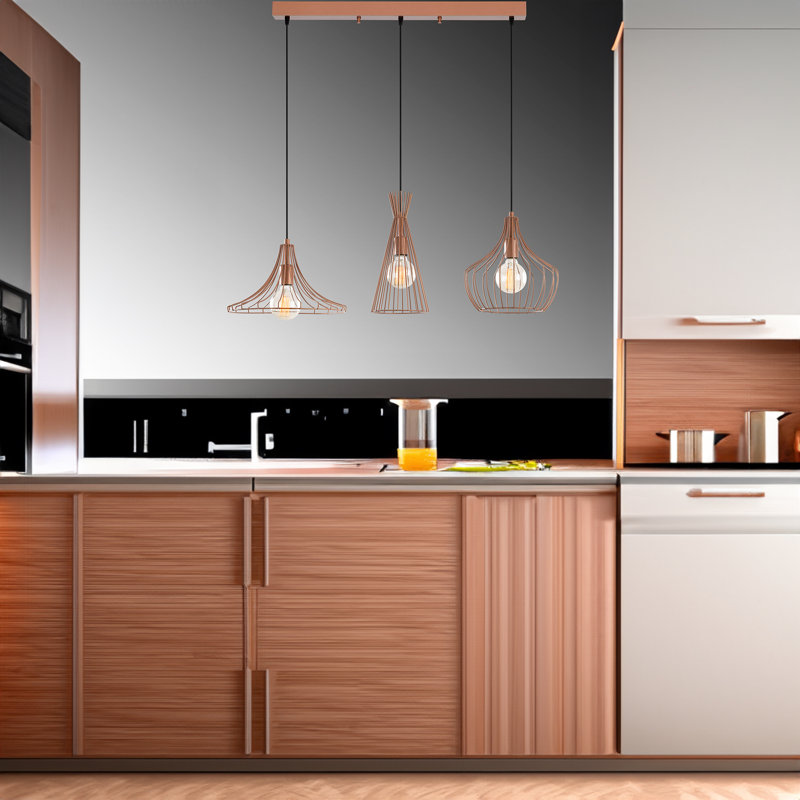Lustre carré / rectangulaire à 3 lumières pour îlot de cuisine Sidnie