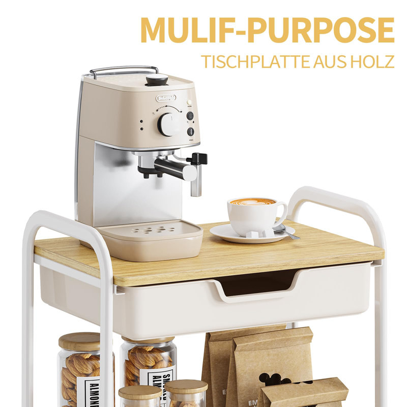 75cm H x 47cm W Utility Cart, White/Natural