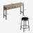 Long Dining Table Set With Power Outlets, Bar Kitchen Table Set With Circular Stools, Easy Assemble, Brown Gray Table+black Stool-1653247464-1653247471