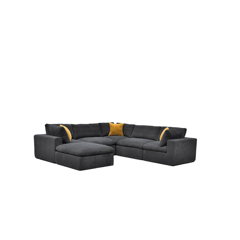 Mowywihead Full Compressed Modular Sectional, Dark Gray
