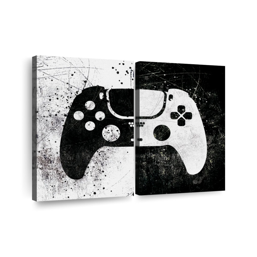 " Grunge Game Controller " by Logic Nerds 2 - Pieces (Set of 2) Ebern Designs Overall 