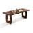 Nut-brown Rectangular Solid Wood Dining Table-1874146549