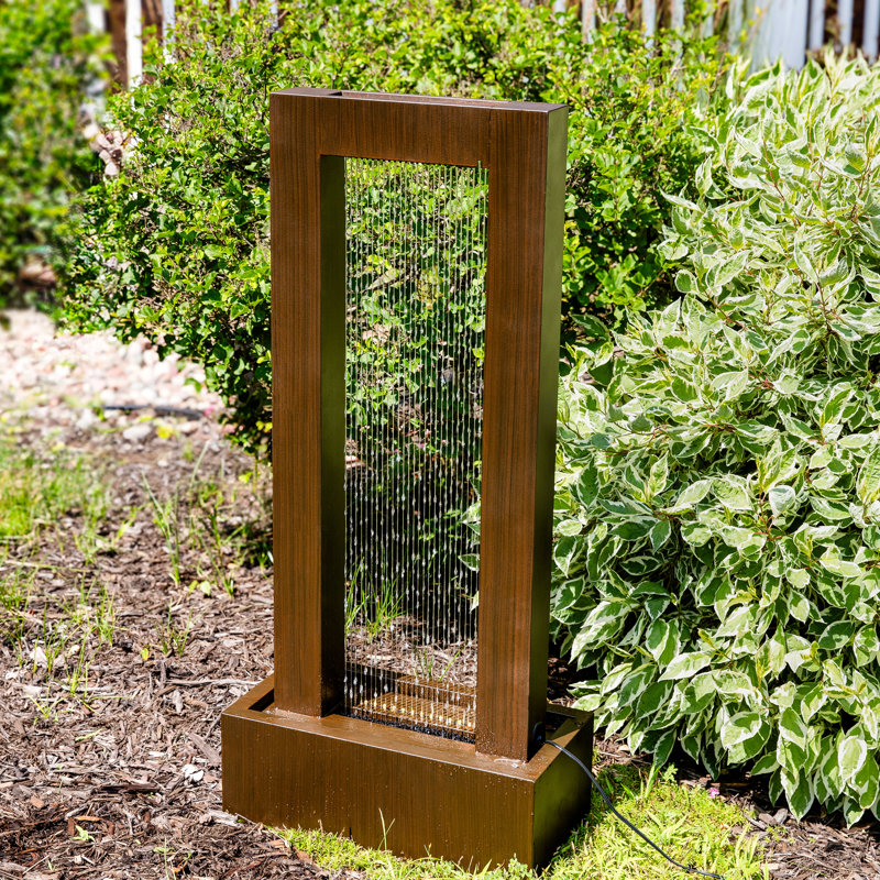 43" Tall Brown Galvanized Steel Outdoor Cascade Fountain with LED Lights