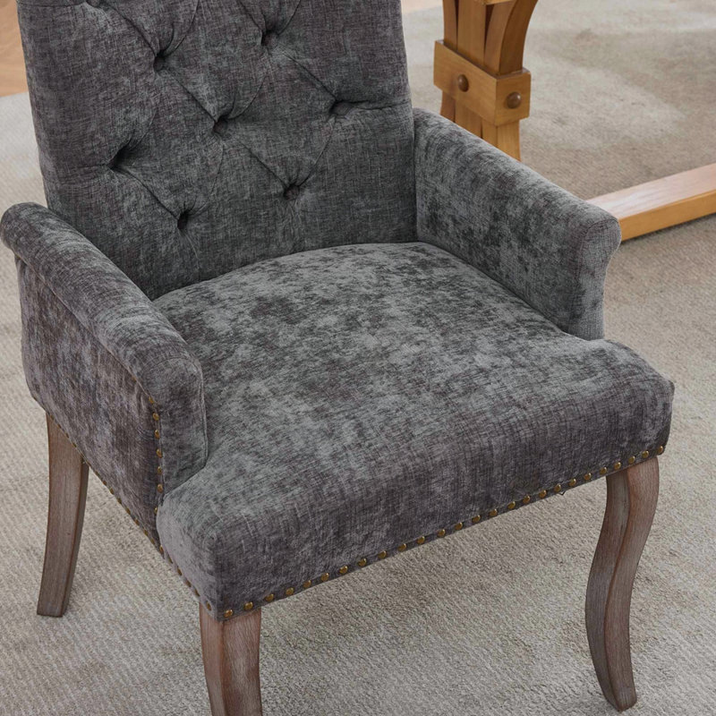 Chaise de salle à manger rembourrée en tissu Chenille, Gris