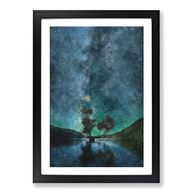 Milky Way Above Washington - Picture Frame Painting Print, 87cm H x 62cm W x 2cm D, Black Framed