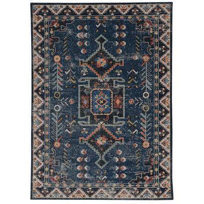 Tapis bleu sarcelle et ivoire lavable à la machine Alburnett