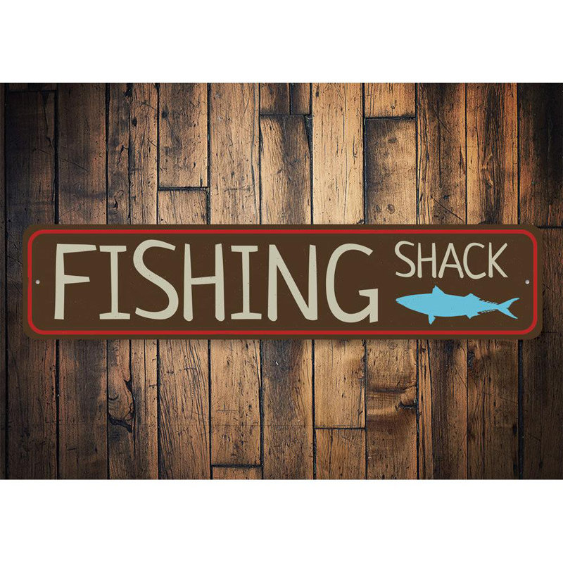 Fishing Shack Street Custom Aluminum Sign, 4" H x 18" W x 0.04" D