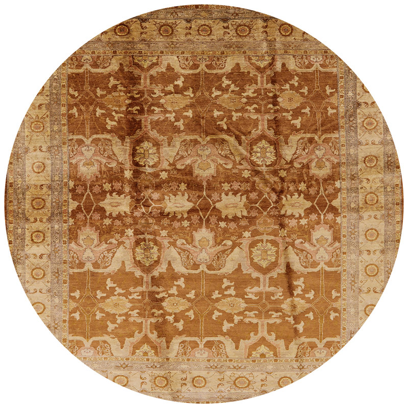 Tapis à motif floral brun, Rond 8 pi