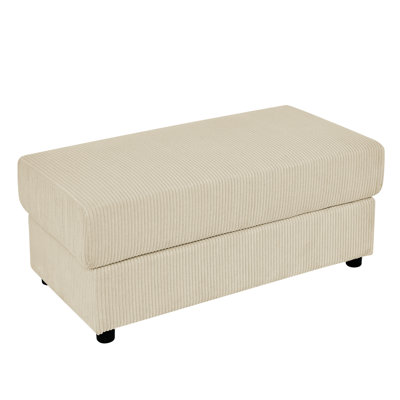 Repose-pieds de salon - Velours côtelé beige, l'intérieur en bois franc ajoute un look sophistiqué pour le tissu confortable de la maison, la structure stable s'adapte à tous les styles de décor