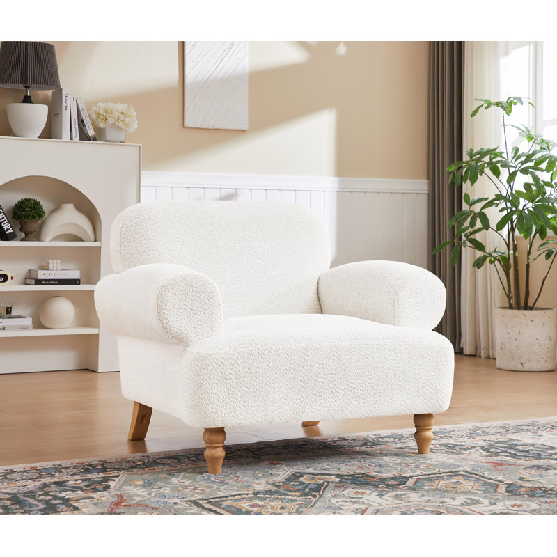 Carri 41.75" Oversized Modern Upholstered Accent Chair with Recessed Arms Solid Wood Legs for Living Room