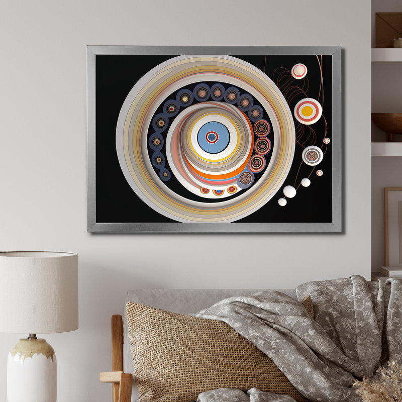 Syncronicity Retro Spiritual Abstract sur impression sur toile, H 12 po x l 20 po, Gold Picture Framed