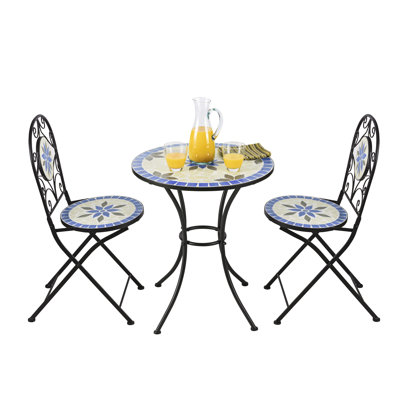 2 - Person Metal Patio Dining Set with Round Table