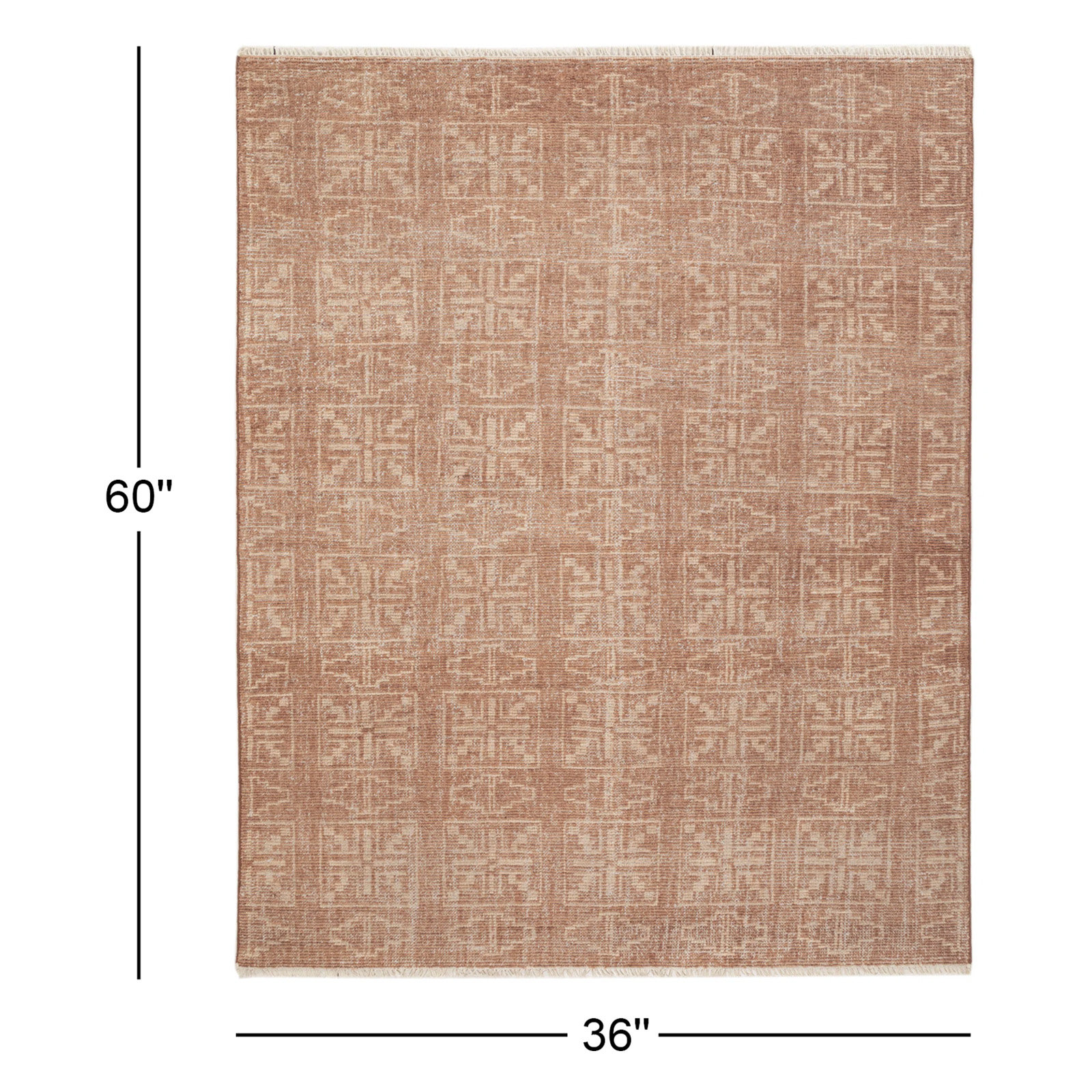 Mira Hand Knotted Wool Area Rug, Rectangle 3' x 5'