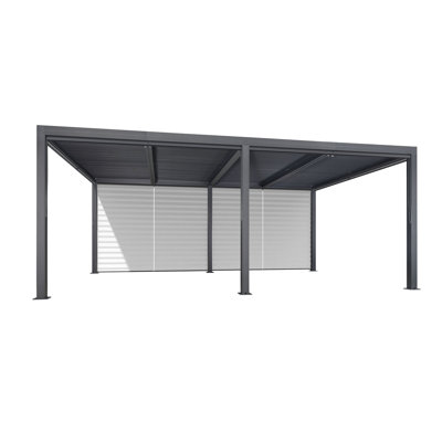Purple Leaf Louvered Pergola Accessories Pull Down Roller Shade Privacy Shade Sun Side Shade, Gray Frame, Pergola Not Included