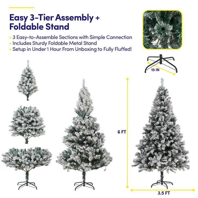 Arbre de Noël artificiel 6 pi avec 820 pointes en PVC et 250 lumières DEL
