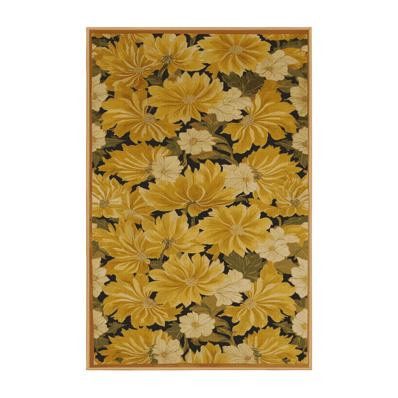 Tapis botanique brun lavable à la machine