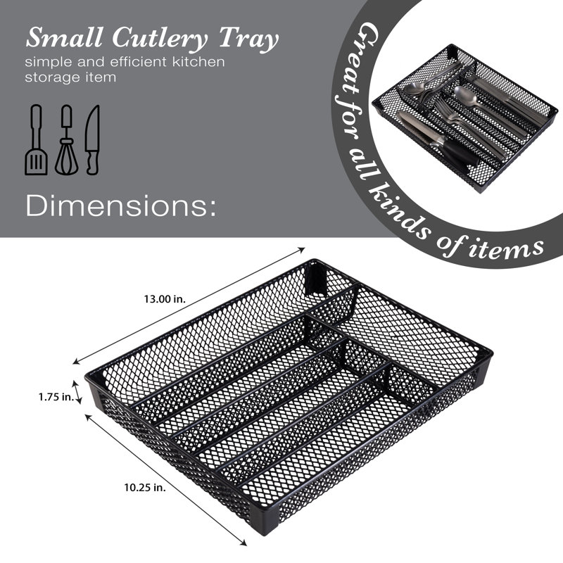 Metal Rectangle Flatware Caddy, Black