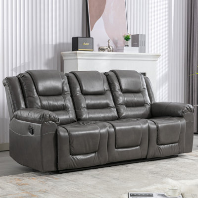 Fauteuil inclinable manuel 3 places avec 2 porte-gobelets intégrés pour le salon et la chambre à coucher
