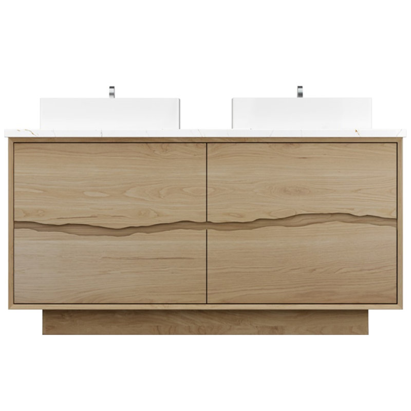 Ventura Four-Drawer Double Bath Vanity, 60", American White Oak
