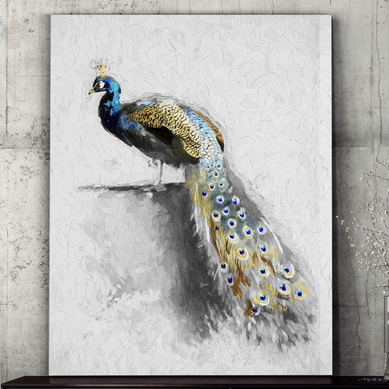 «Golden Blue Peacock Feather II», reproduction sur toile, H 12 po x l 18 po x P 1,5 po