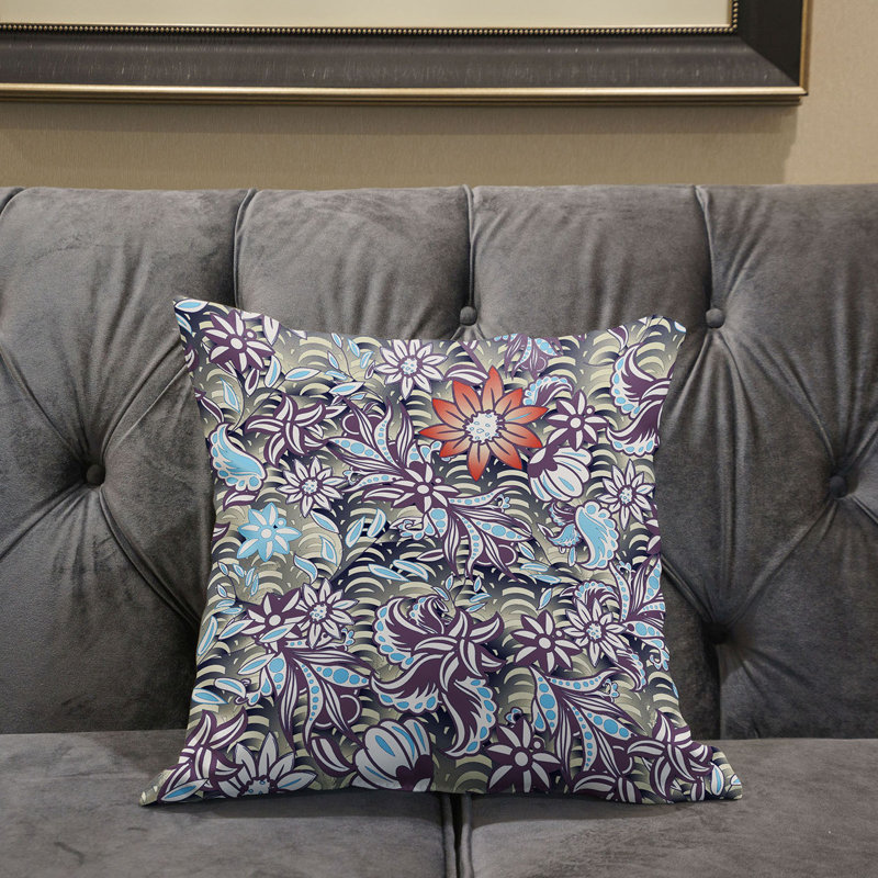  Housse et insert de coussin décoratif en polyester, 18 po x 18 po, Mauve / Gris