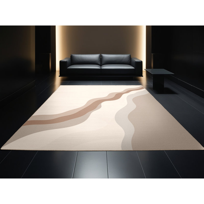 Tapis beige lavable à la machine de couleur unie minimaliste Outhe, 2x4