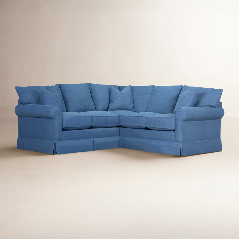 Friedman Upholstered L-Shaped Sectional Symmetrical, Classic Indigo Denim