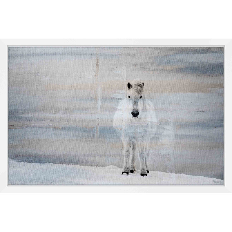 « white cheval forward »-cadre photo, reproduction d’art sur papier, H 24 po x l 36 po x P 1,5 po
