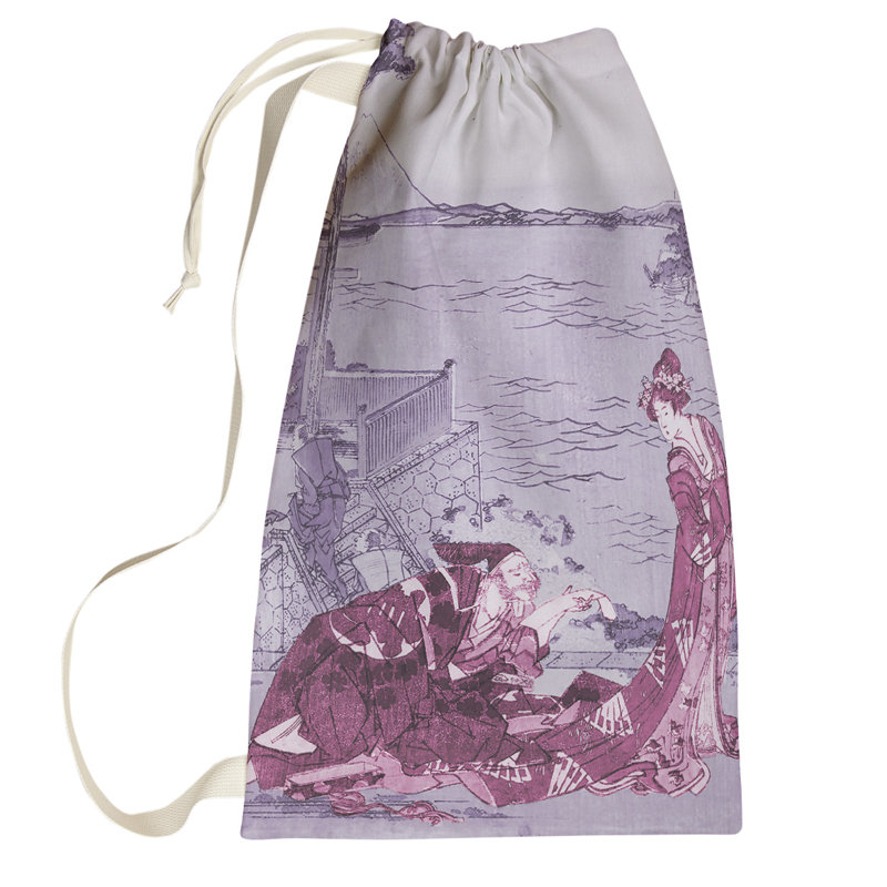 Sac à lessive en poucela japonais, Grand (H 76,5 po x l 29,5 po x 1,5 po), Rose/mauve