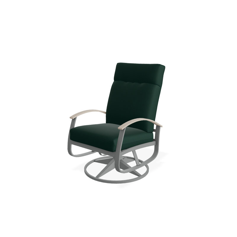 Chaise de patio pivotante avec coussins Askar, Toile Sunbrella® vert forêt, Désert P60, Graphite texturé