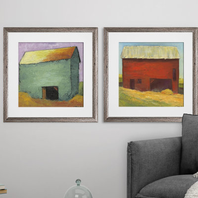 « granges », ensemble de 2 reproductions encadrées