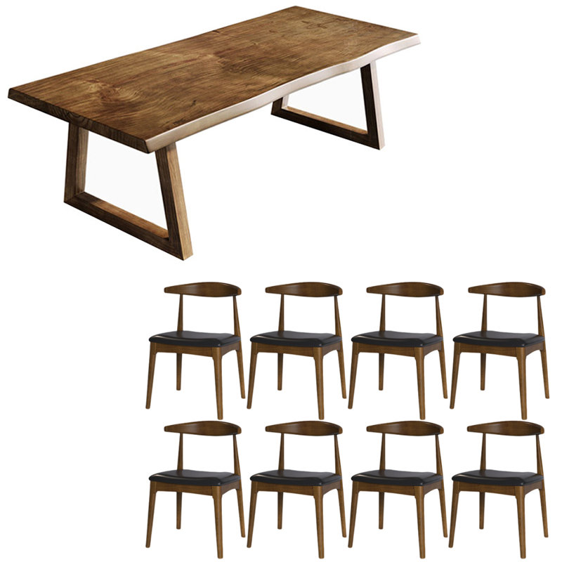 Ensemble de table de salle à manger en bois massif de style américain, H 29,5 po x L 86,6 po x l 35,4 po